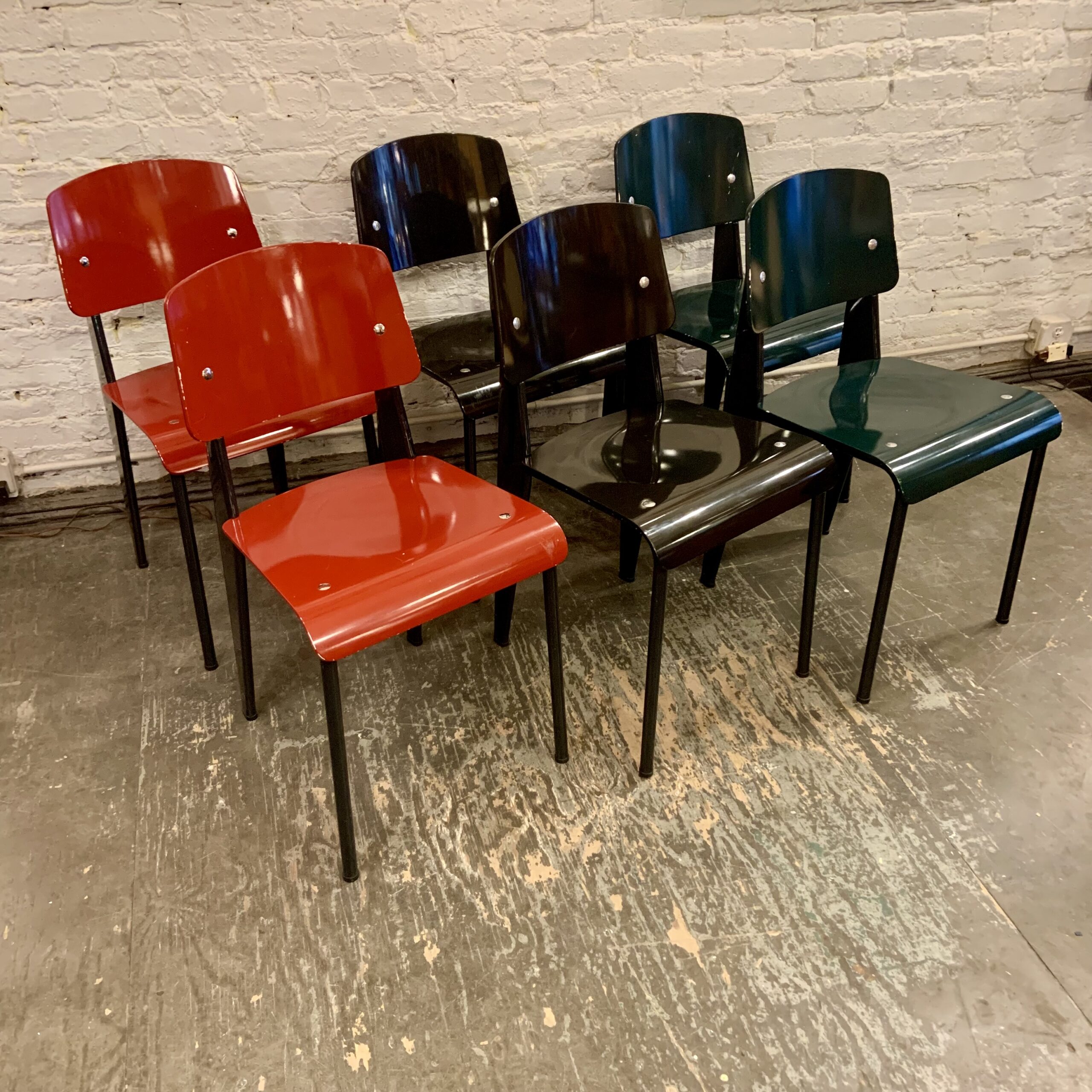 Jean Prouve Set of 6 Standard Chairs by Vitra