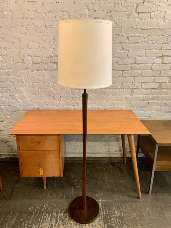 George Kovacs Tall Walnut and Metal Floor Lamp