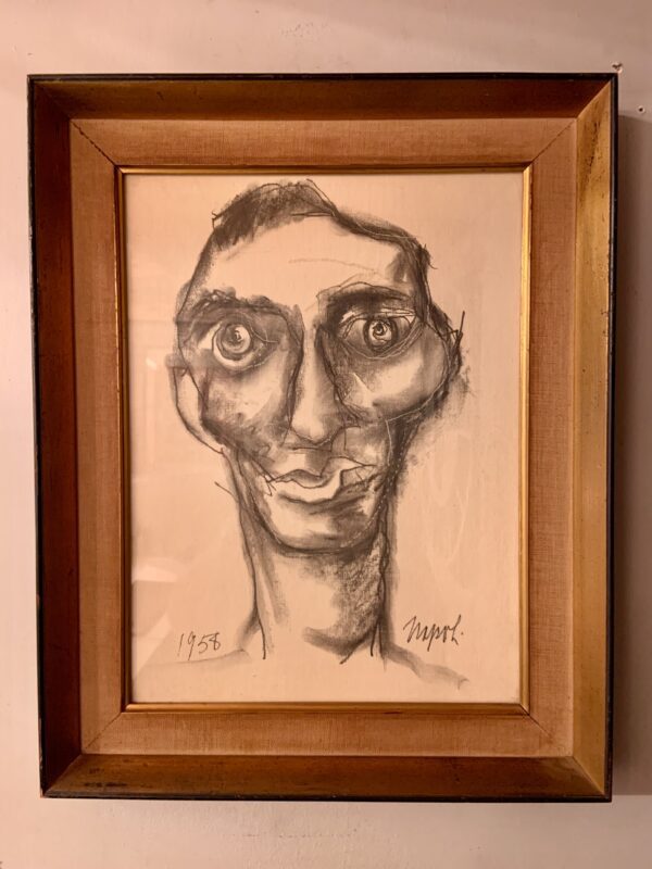 Framed Absurdist Mixed Media Portrait by Giuseppe Napoli, 1958
