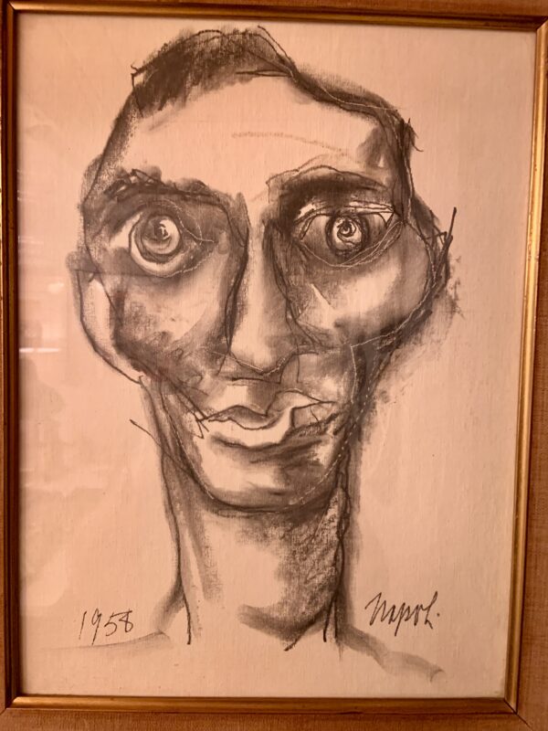 Framed Absurdist Mixed Media Portrait by Giuseppe Napoli, 1958
