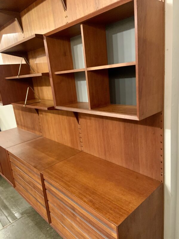 Poul Cadovius Three Bay Paneled Cado Wall System in Teak