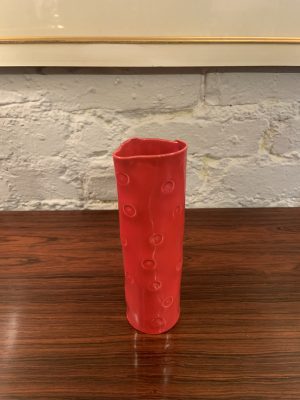 Porcelain Slab Vase in Red with Impressed Dimples