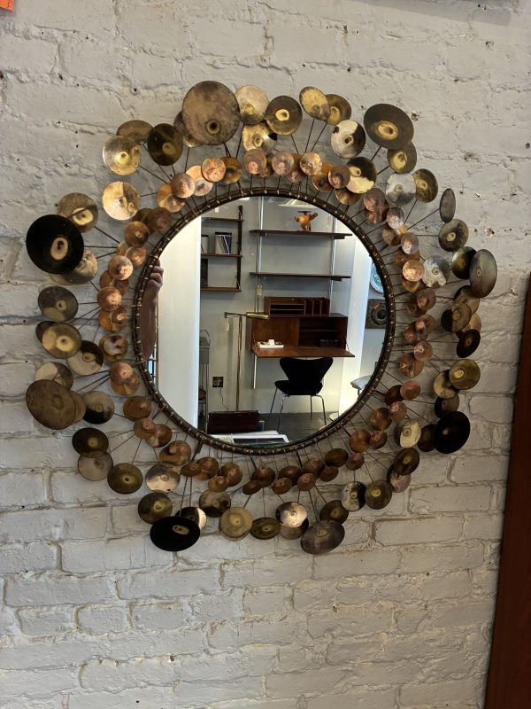 Brass Raindrops Wall Mirror by Curtis Jere