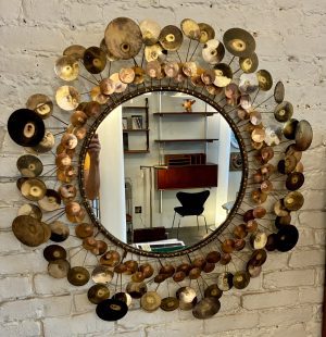 Brass Raindrops Wall Mirror by Curtis Jere