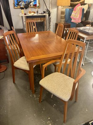 1960s Teak Dining Set-Extension Table & Six Chairs