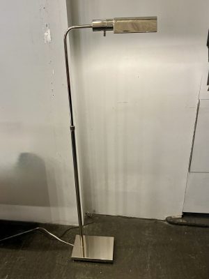 Chrome Pharmacy Style Floor Lamp with Rounded Tent Shade