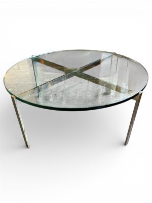 X Base Polished Stainless Steel Coffee Table by Nicos Zographos