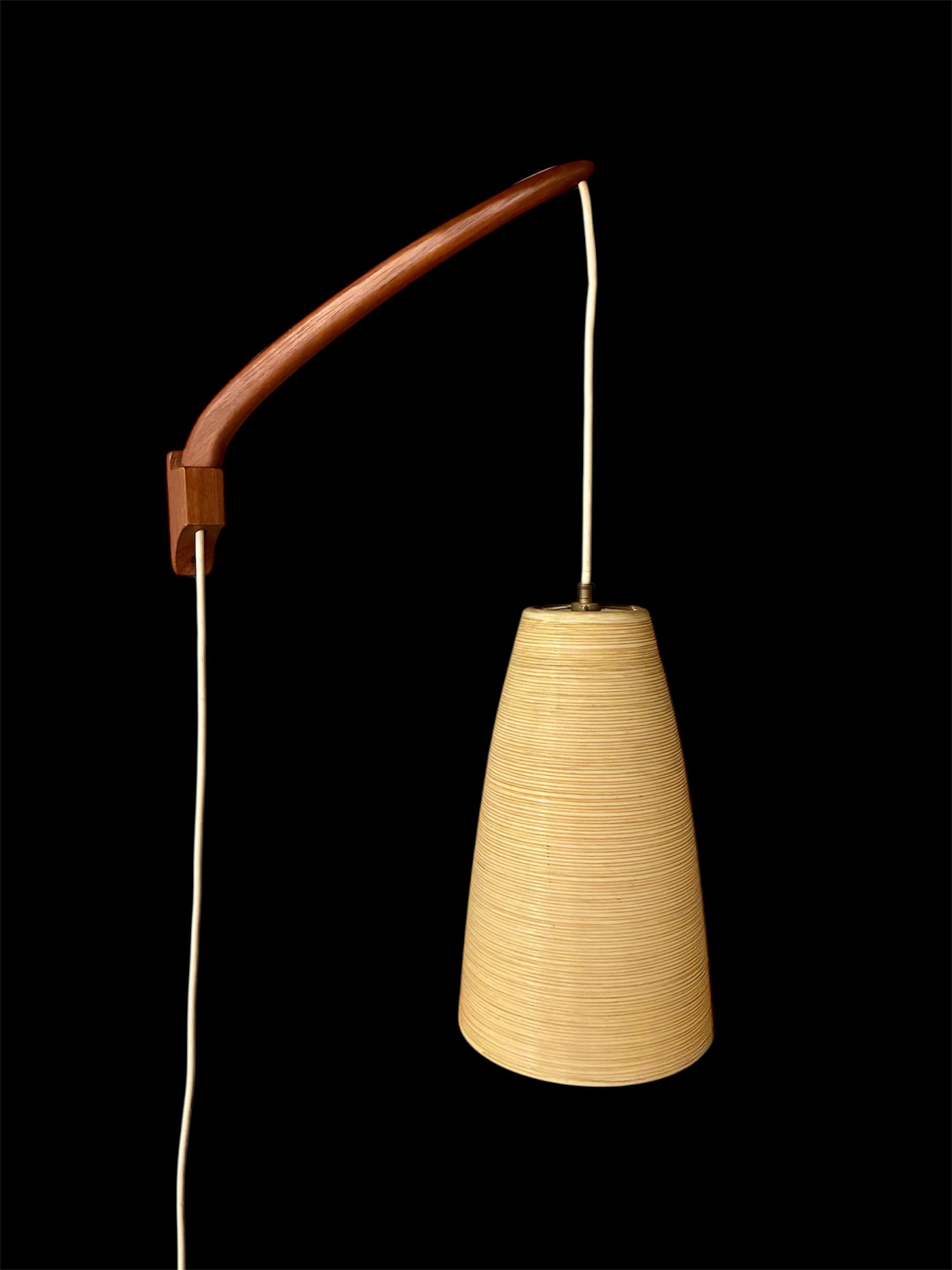 Teak Wall Mounted Swing Arm Lamp by Gunnar and Lotte Bostlund