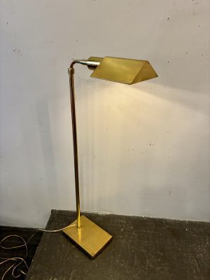 Pharmacy Style Telescoping Brass Floor Lamp with Tent Shade