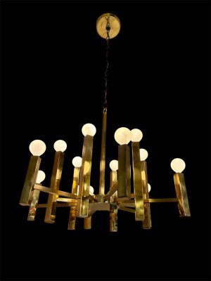 Gaetano Sciolari Brass Twelve Arm Chandelier