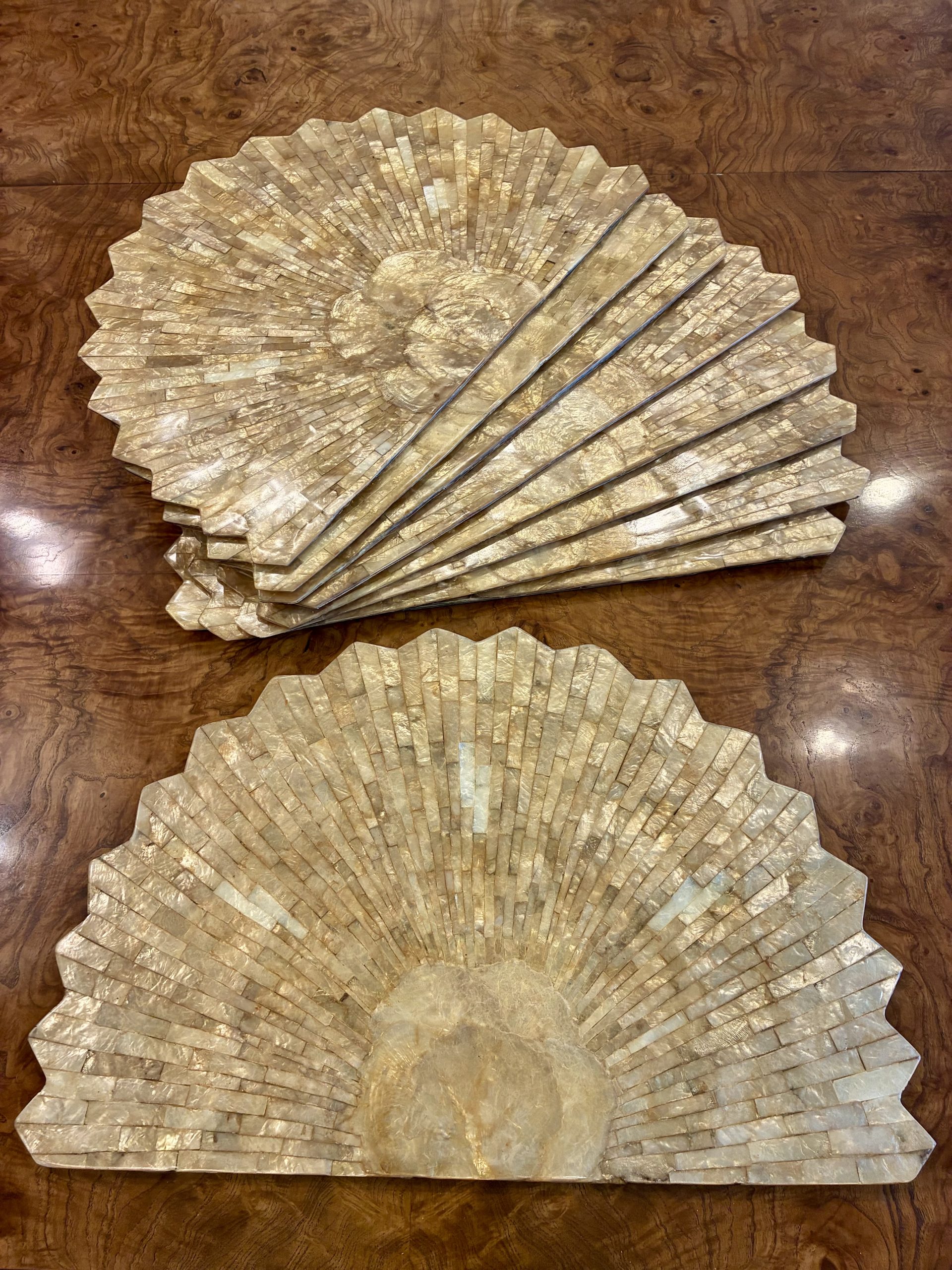 Set of Nine Capiz Shell Placemats from 1980