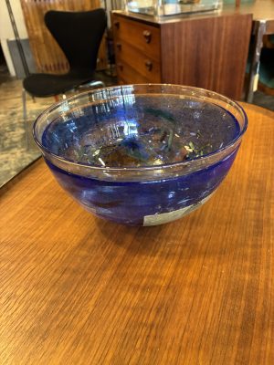 Kosta Boda Artist Blue Art Glass Bowl by Bertil Vallien, Sweden