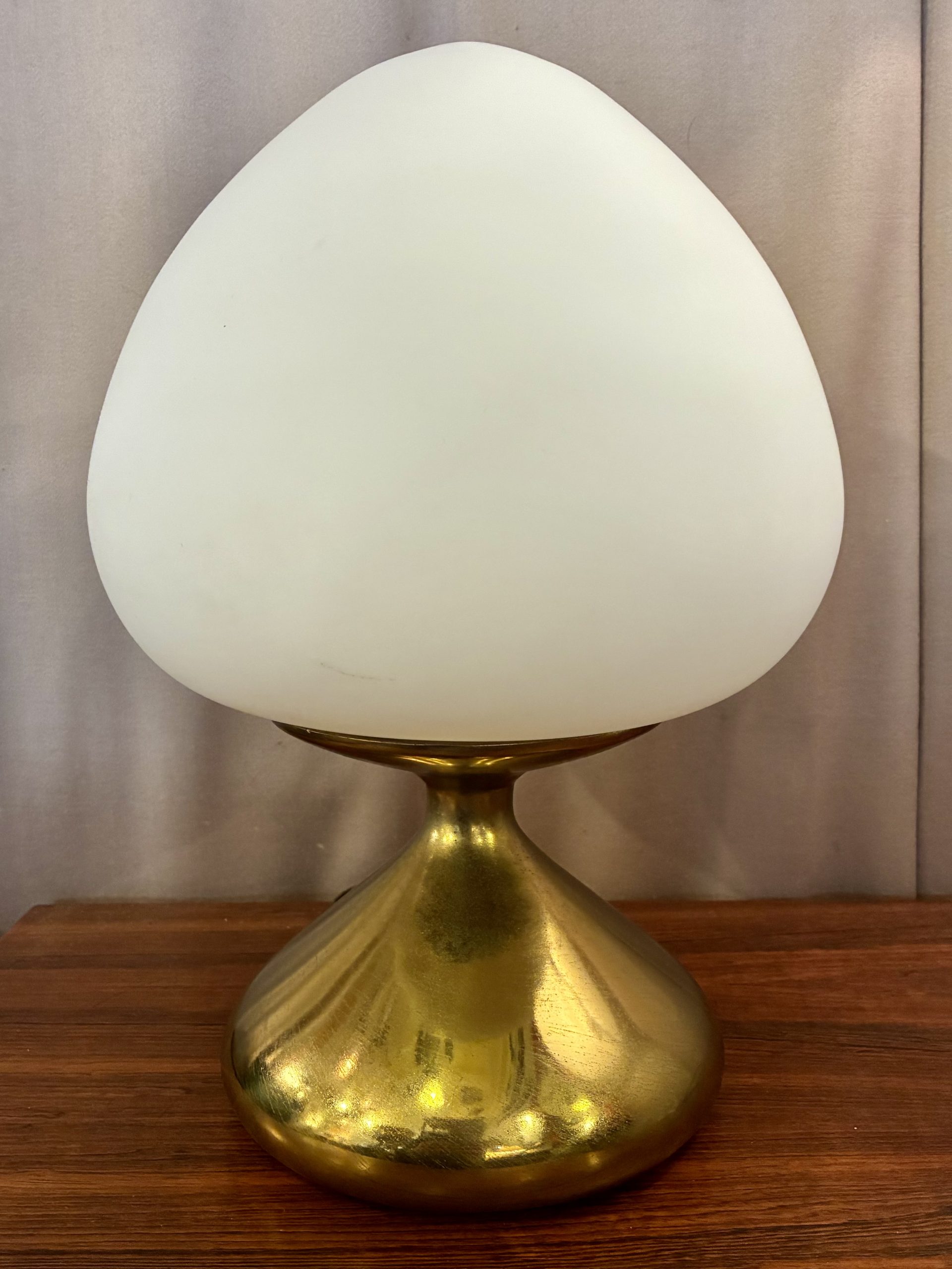 Bud Shaped Brass & Glass Mushroom Lamp by Tony Paul
