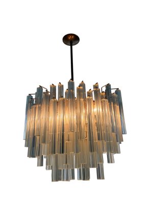 Oval Crystal Chandelier by Camer, Italy 1970s