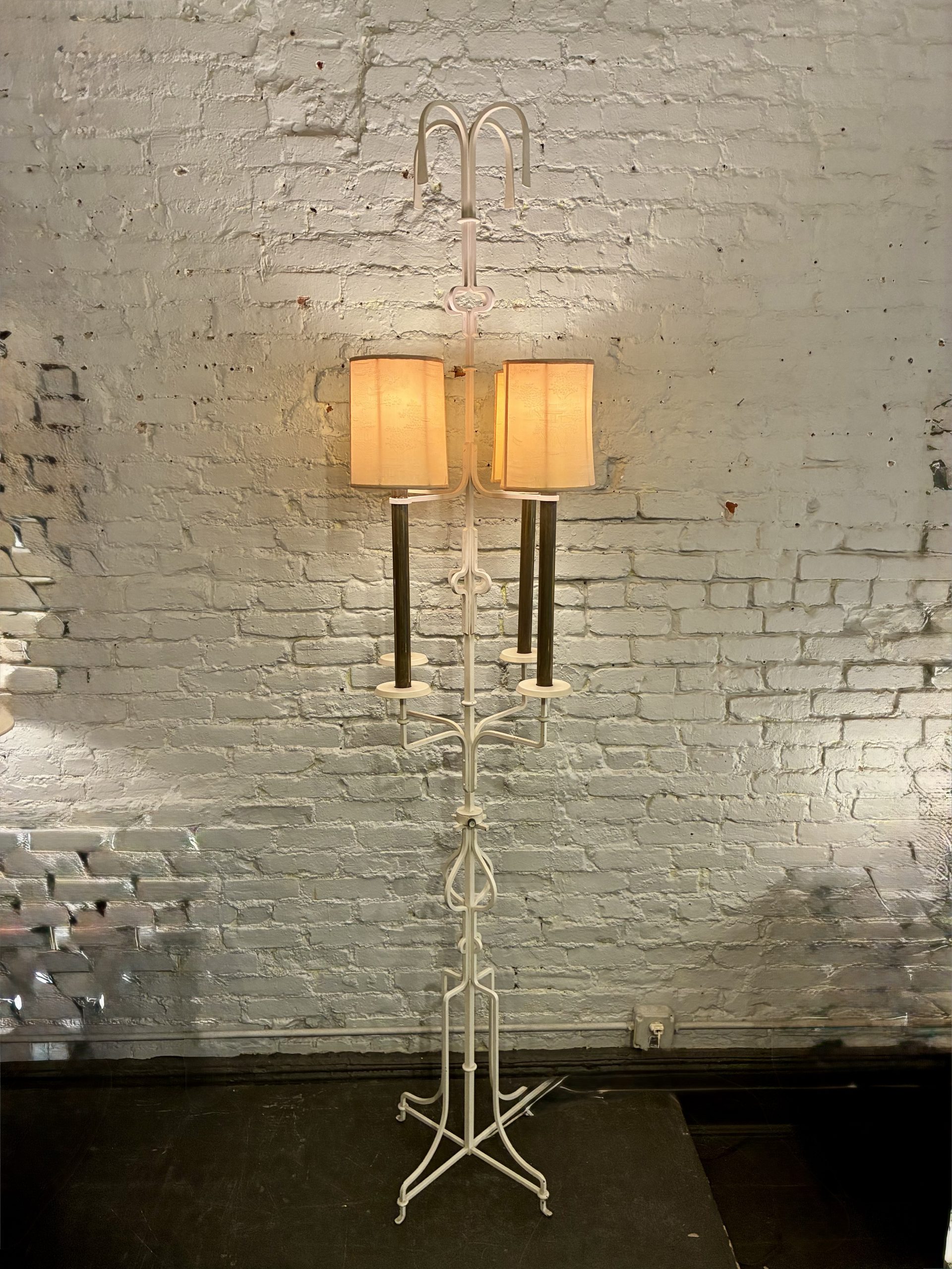 Massive Iron & Brass Torchiere by Tommi Parzinger