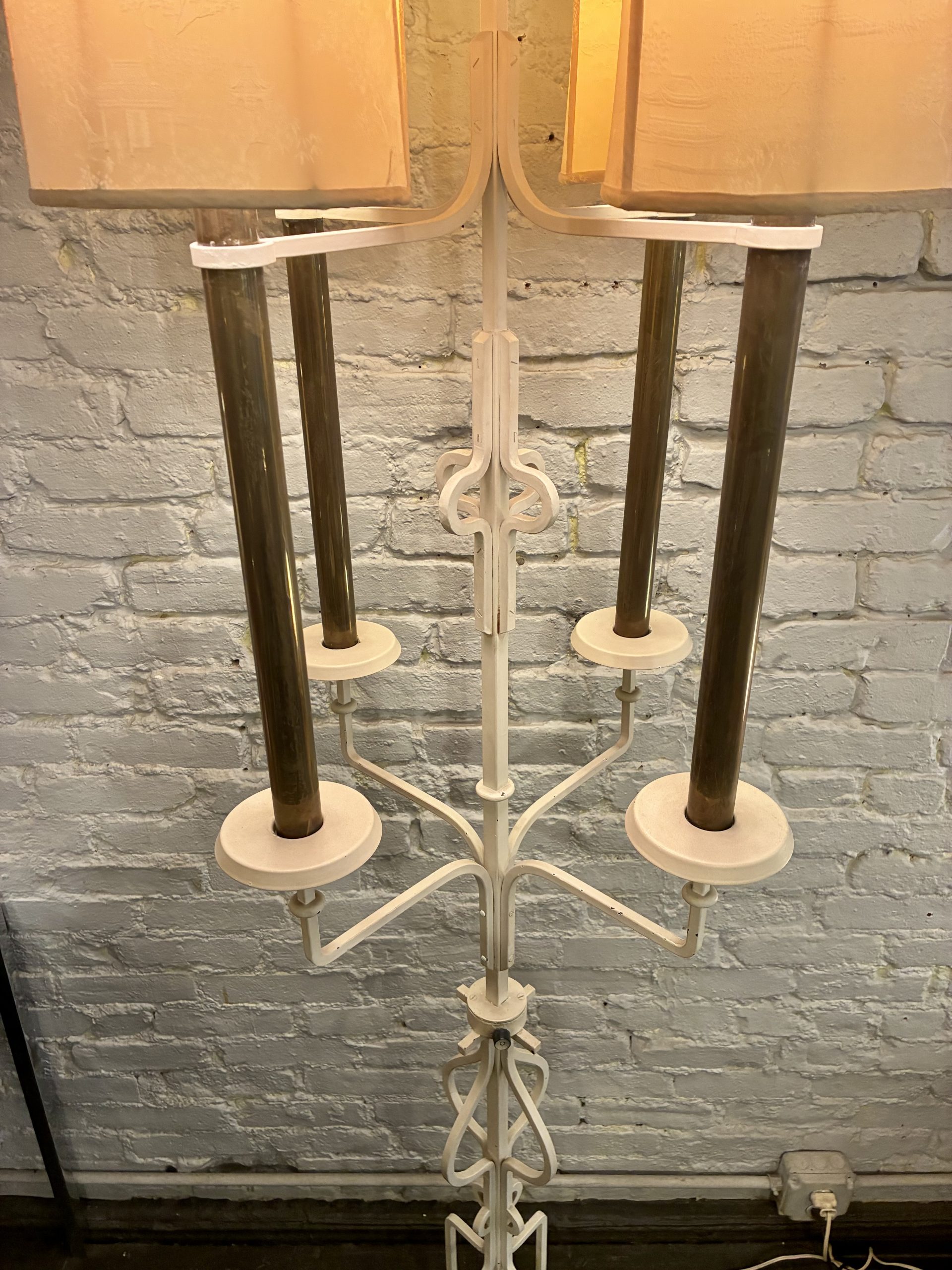 Massive Iron & Brass Torchiere by Tommi Parzinger