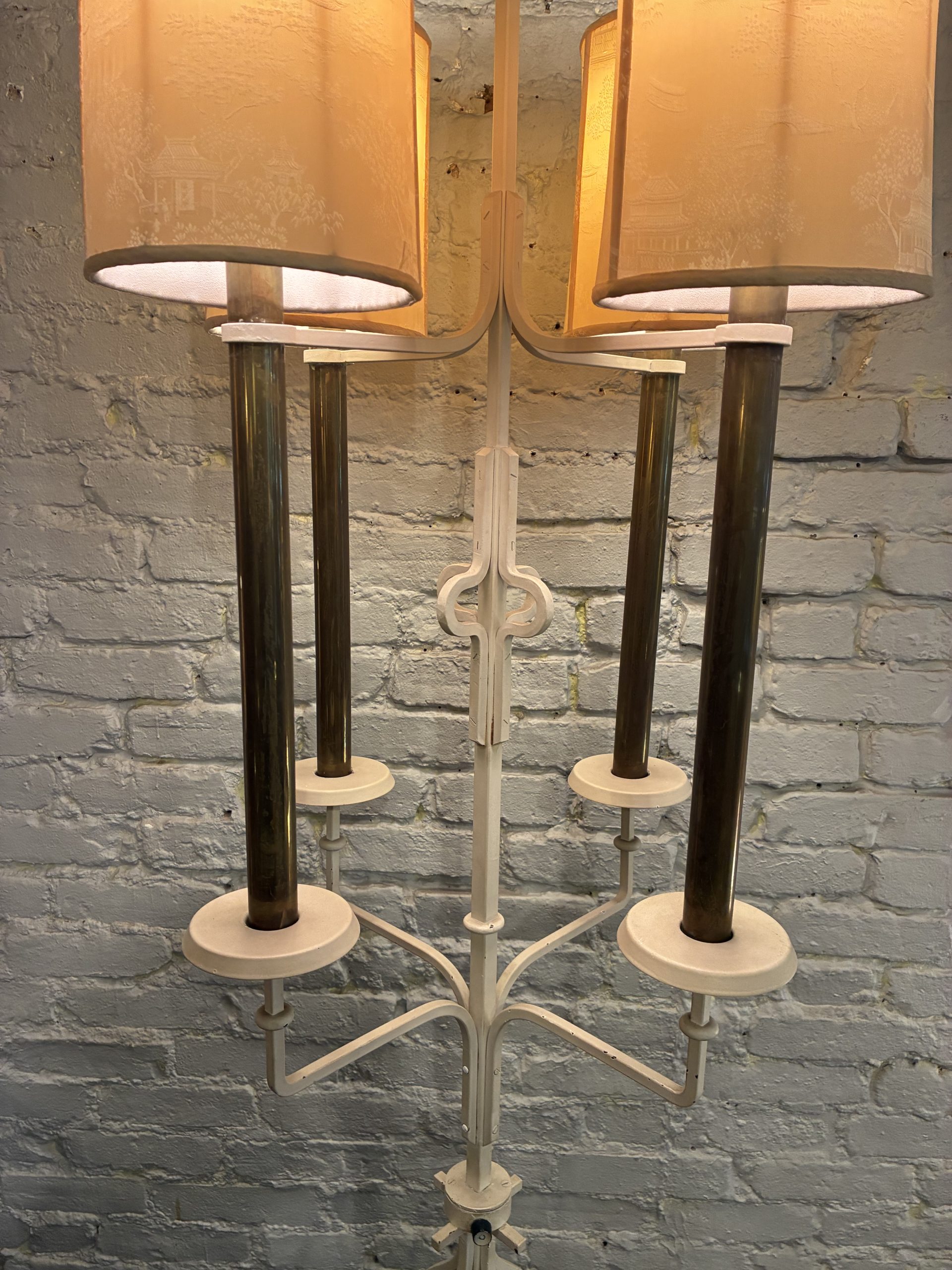 Massive Iron & Brass Torchiere by Tommi Parzinger