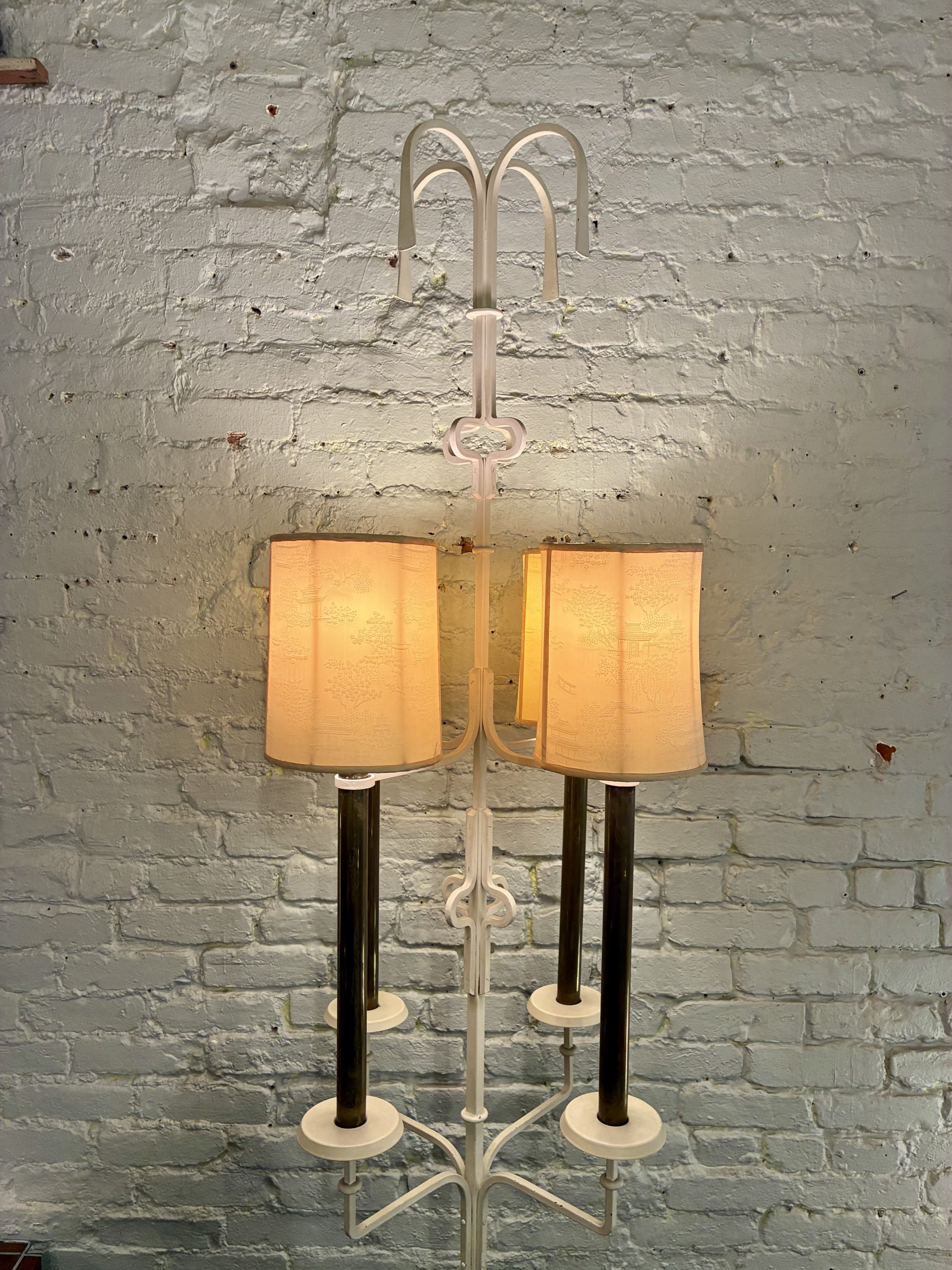 Massive Iron & Brass Torchiere by Tommi Parzinger