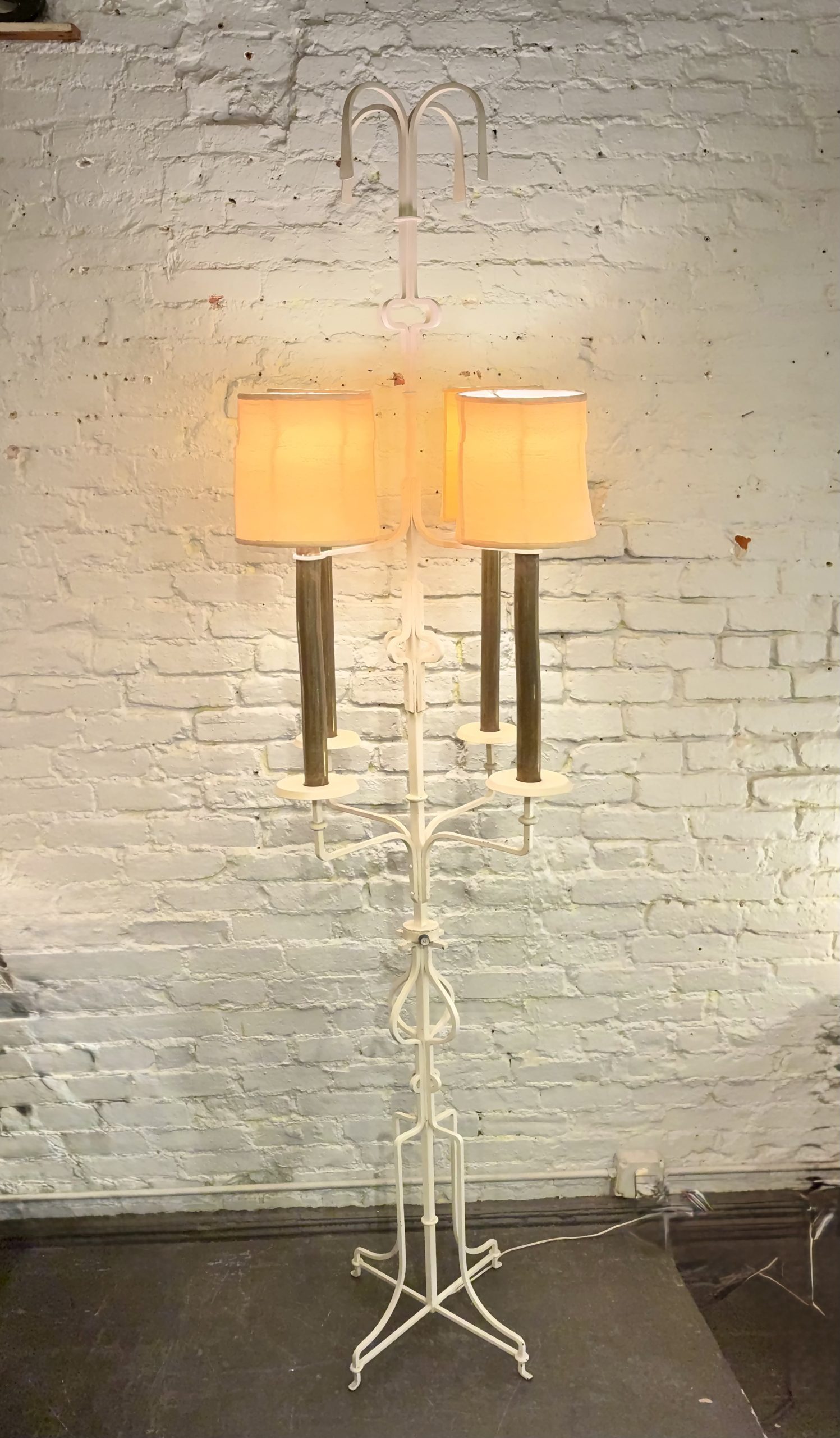 Massive Iron & Brass Torchiere by Tommi Parzinger