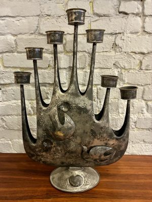 Brutalist Metal Candelabra by Gene Byron