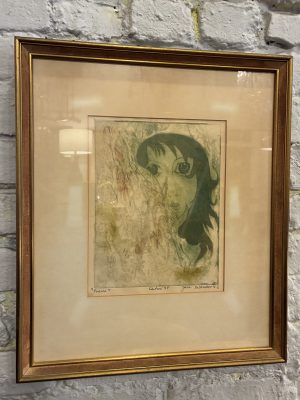 Framed Etching, Poem, by Jack Bilander, 1952