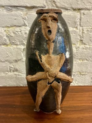 Large Vase w Primitive Relic-like Decor