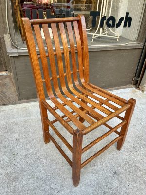 Folk Art Bentwood Oak Slat Chair