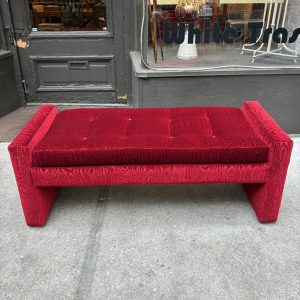 Upholstered Bench in Red Moire Velvet from the 1970s