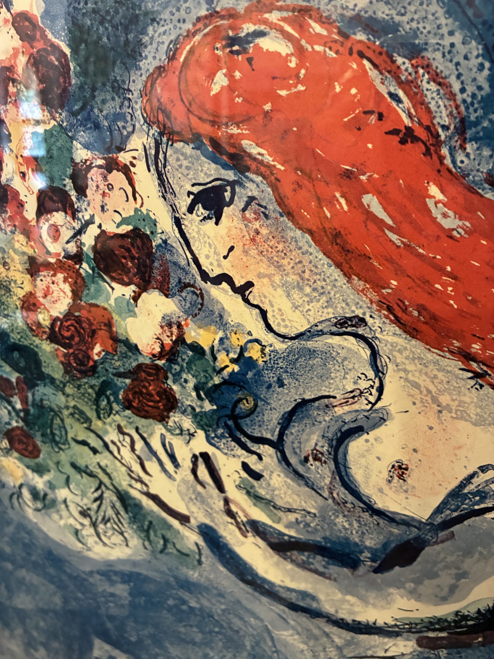 Well Framed Nice Soleil Fleurs, Modern Lithograph Poster by Marc Chagall circa 1970