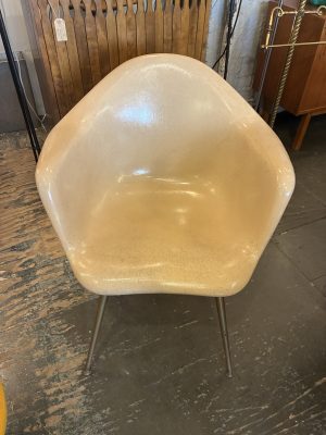 Beige Fiberglass Shell Armchair by Chromcraft