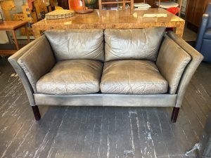 Faded Leather Settee in the style of Borge Mogensen