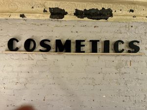 Old Hand Made Wooden COSMETICS Sign